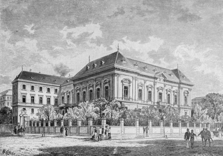 The German ambassador hotel in Vienna, embassy, politics, large building, fence, walker, Austria,