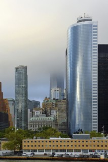 High-rise building 17 State Street at Battery Park, One World Trade Centre or Freedom Tower in the