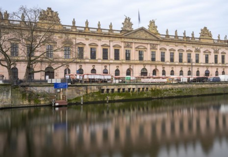 Long exposure, Unter den Linden Palace Bridge with a view of the German Historical Museum, Berlin,