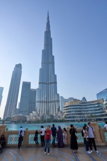 Burj Khalifa, Lake Burj Khalifa. At 828 metres, the Burj Khalifa in Dubai is the tallest building