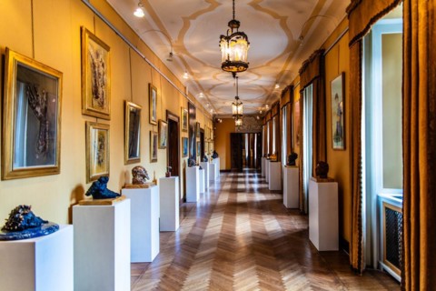 Gallery, Duino Castle, with spectacular sea view, private residence of the Princes of Thurn and