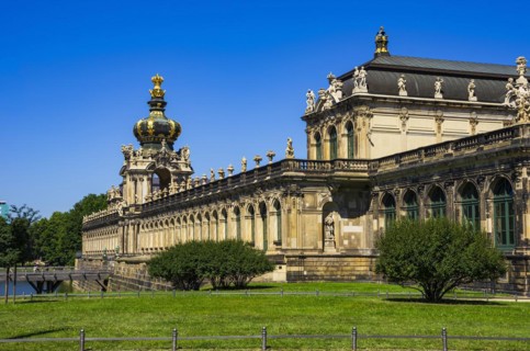 South-west side and southern corner of the Dresden Zwinger, a jewel of Saxon Baroque, in Dresden,