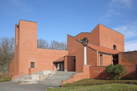 Modern St Michael's Church by architect Alexander von Branca 1987, Schwanberg Monastery, Casteller