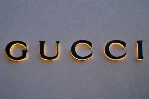 Lettering of the Gucci brand, Roermond, Netherlands