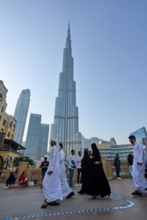 Burj Khalifa, Lake Burj Khalifa. At 828 metres, the Burj Khalifa in Dubai is the tallest building