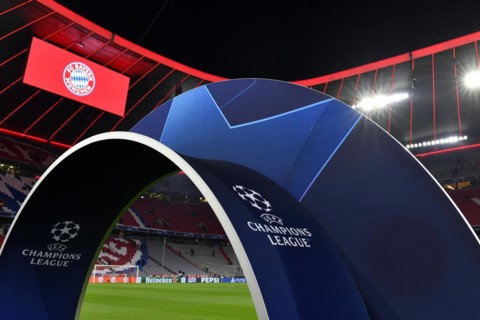 Arch, Arch, Road to London, Scoreboard, Logo, Champions League, CL, Allianz Arena, Munich, Bavaria,