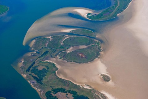 Aerial view, peninsula, Grosser Werder, nature reserve, Vorpommersche Boddenlandschaft National