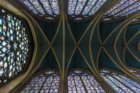 Interior view, Upper Chapel, Sainte-Chapelle, Ile de la Cite, Paris, France, Europe