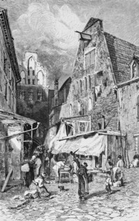 Butcher's alley in Rostock, Mecklenburg-Western Pomerania, profession butcher, alley, decay, sale,