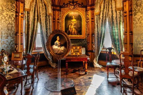 Charlotte's living room, interior in neo-renaissance, neo-baroque style, Miramare Castle with