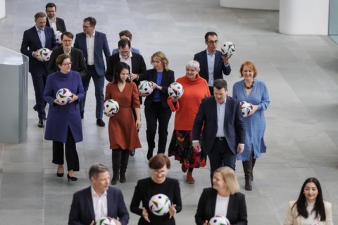 The cabinet members photographed as part of a group photo during EURO24, 100 days in front of the