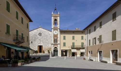 Piazza della liberta with the church of Madonna di Vitaleta, also known as Chiesa di San Francesco,