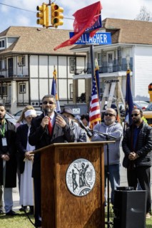 Hamtramck, Michigan USA, 7 March 2024, Hamtramck Mayor Amer Ghalib speaks at a ceremony before