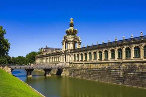 South-west side and southern corner of the Dresden Zwinger, a jewel of Saxon Baroque, in Dresden,