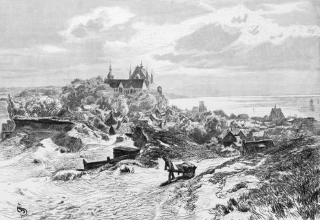 Frombork or Frauenburg on the Vistula Lagoon, Baltic Sea, Pomerania, hill, landscape, castle, town