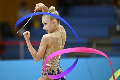 Kseniya Zhyzhych (POL), action, ribbon, rhythmic gymnastics, RSG, Schmiden International 2024,