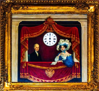 Mural with clock, Duino Castle, with spectacular sea view, private residence of the Princes of