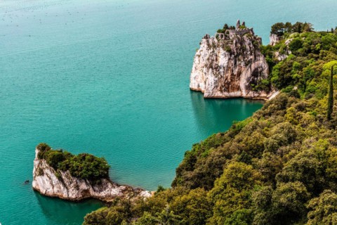 Ruins of the fortress with Dante Rock, Duino Castle, with spectacular sea view, private residence