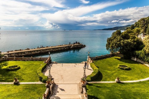Park of Miramare Castle with marvellous view of the Gulf of Trieste, 1870, residence of Maximilian