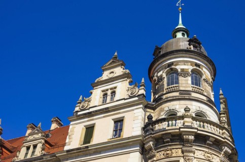 Architecture of the rebuilt royal Dresden Residential Palace on Schlossstrasse in Dresden, Saxony,