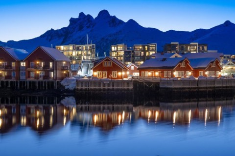 Lofoten, Norway. Solvaer, Nordland province. Harbour basin, Svolvaer, Nordland, Lofotoen, Norway,