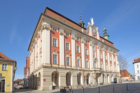 Baroque town hall built in 1717 Landmark, market square, Bad Windsheim, Middle Franconia,