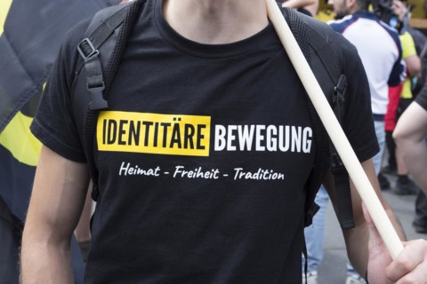 Demonstration by the Identitarian Movement. Several hundred supporters of the Identitarian Movement