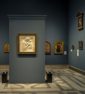 Donatello, Florence c. 1385-1466, Madonna and Child, marble, Sculpture Collection in the Bode