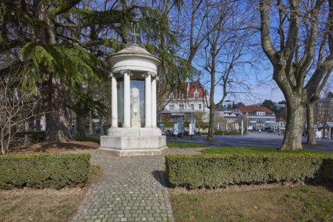 Historic weather pillar in the Ouchy district, Lausanne, district of Lausanne, Vaud, Switzerland,