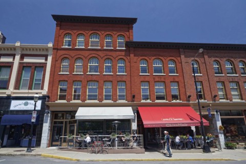 Architecture, buildings, stores on Brock Street, Kingston, Province of Ontario, Canada, North