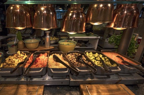 Warm buffet under heat lamps, Brandenburg, Germany, Europe