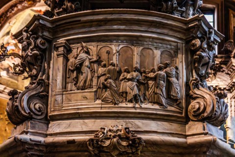 Pulpit detail, Cathedral of Santa Maria Annunziata, 13th century, Udine, most important historical