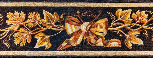 Band with wine leaves, Mosiak copy from Aquileia, 1st century, Mosaic school producing mosaic