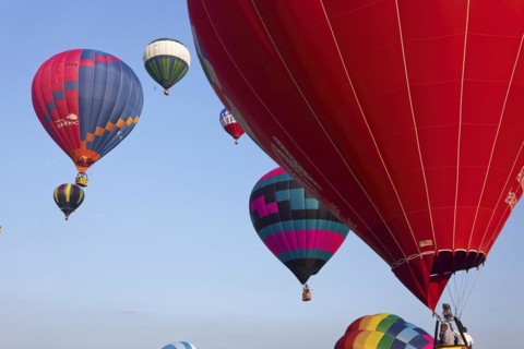Hot-air balloons, Ballooning Festival, Saint-Jean-sur-Richelieu, Quebec Province, Canada, North