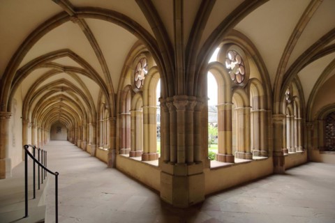 Cloister with ribbed vault at UNESCO St Peter's Cathedral, interior view, Trier,