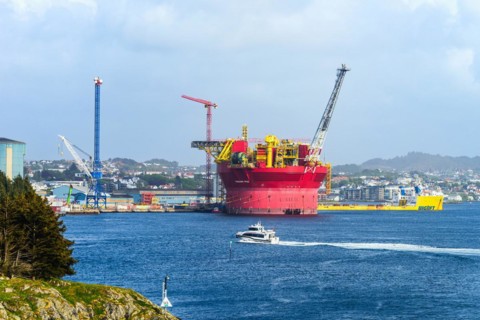 Penguins FPSO Oil Platform in Dock, Port in HAUGESUND, NORWAY