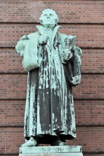Detailed view of the Martin Luther statue with visible patina, Hamburg, Hanseatic City of Hamburg,