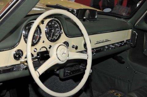 RETRO CLASSICS 2010, Stuttgart Trade Fair, Interior of a classic Mercedes-Benz 300 SL, with