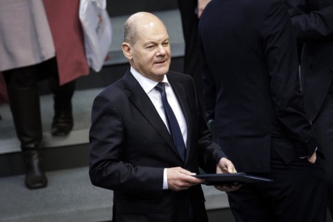 Olaf Scholz, Federal Chancellor, pictured on his appearance at a session of the German Bundestag