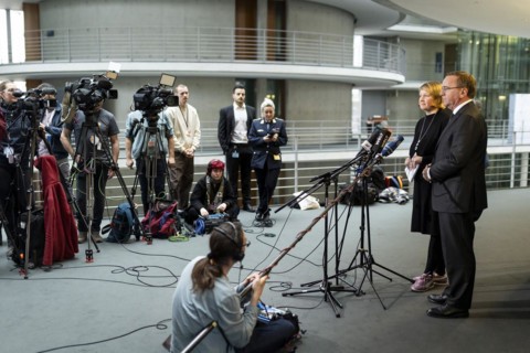 Boris Pistorius (SPD), Federal Minister of Defence with Wiebke Esdar, Member of the German