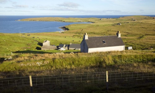 View to The Scullock headland, Gossabrough, Yell, Shetland Islands, Scotland, United Kingdom,