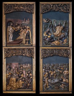 Side wing of the cross altar, around 1517, bas-relief of the thorn-headed Christ, the Garden of