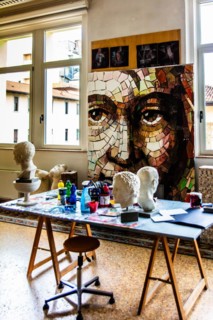 Training room, mosaic school that produces mosaic masters, Spilimbergo, city of mosaic art, Friuli,