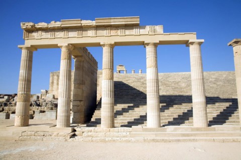 Acropolis temple and buildings, Lindos, Rhodes, Greece, Europe