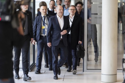 Olaf Scholz (SPD), Federal Chancellor, visits the parliamentary group meeting of the FDP (Free