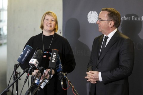 Boris Pistorius (SPD), Federal Minister of Defence with Wiebke Esdar, Member of the German