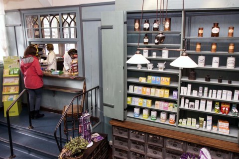 Sales room of the historic Berg-Apotheke pharmacy in Clausthal-Zellerfeld. The current