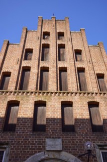 Brick facade of the Hansehaus in the old town centre of Minden, Muehlenkreis Minden-Luebbecke,