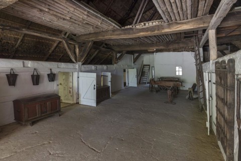 Living quarters and cattle sheds in a historic farmhouse from the 19th century, Schwerin-Muess