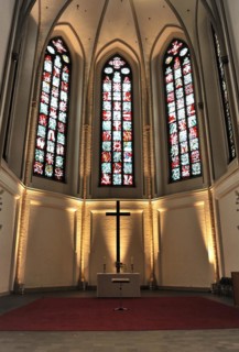 Sankt-Petri-Kirche, parish church, construction started in 1310, Moenckebergstrasse, church altar
